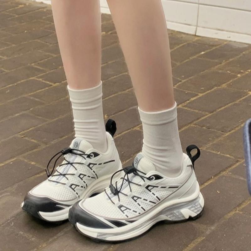 Women's All-match Casual Color Matching Thick Sole Height-enhancing Lightweight Sports Style Drawstring Dad Shoes