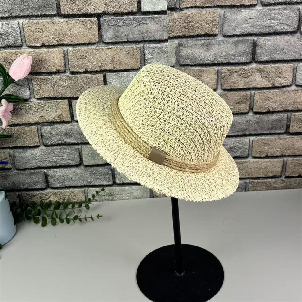 French retro hand-woven straw hat summer seaside vacation sun protection versatile sunshade sun hat hollow beach hat