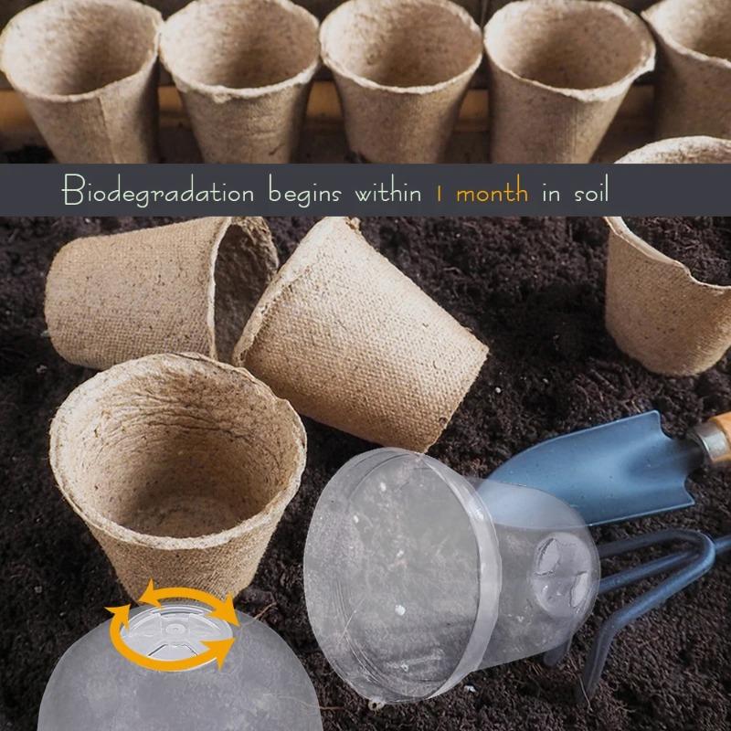 Degradable Paper Pulp Seedling Nursery Pots Eco Friendly Germination Planter Cups For Garden Flowers Herbs Orchard Plant Cultivation