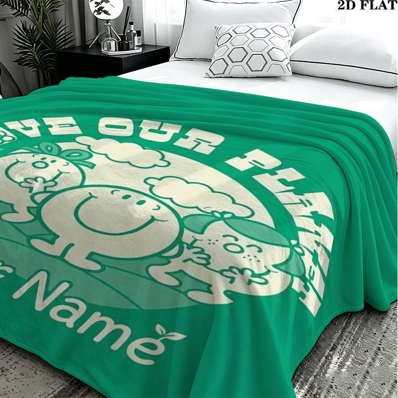 1PC Mr. Men Little Miss Custom Name Patterned Flannel Blanket Suitable For All Seasons for Home Decor Warmth and Comfort Gifts Holiday Present