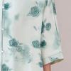 Pa Si Te Women's New Chinese Style Frog Button Printed 3/4 Sleeve Shirt