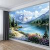Tapisserie Paysage Lac Montagneux enneigé 2D Accroche Murale Scenery Nature pour Salon