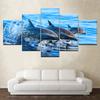 The underwater shark 5 piece Wall Artwork Wallpapers modern Modular Poster art Canvas painting for Living Room Home Decor