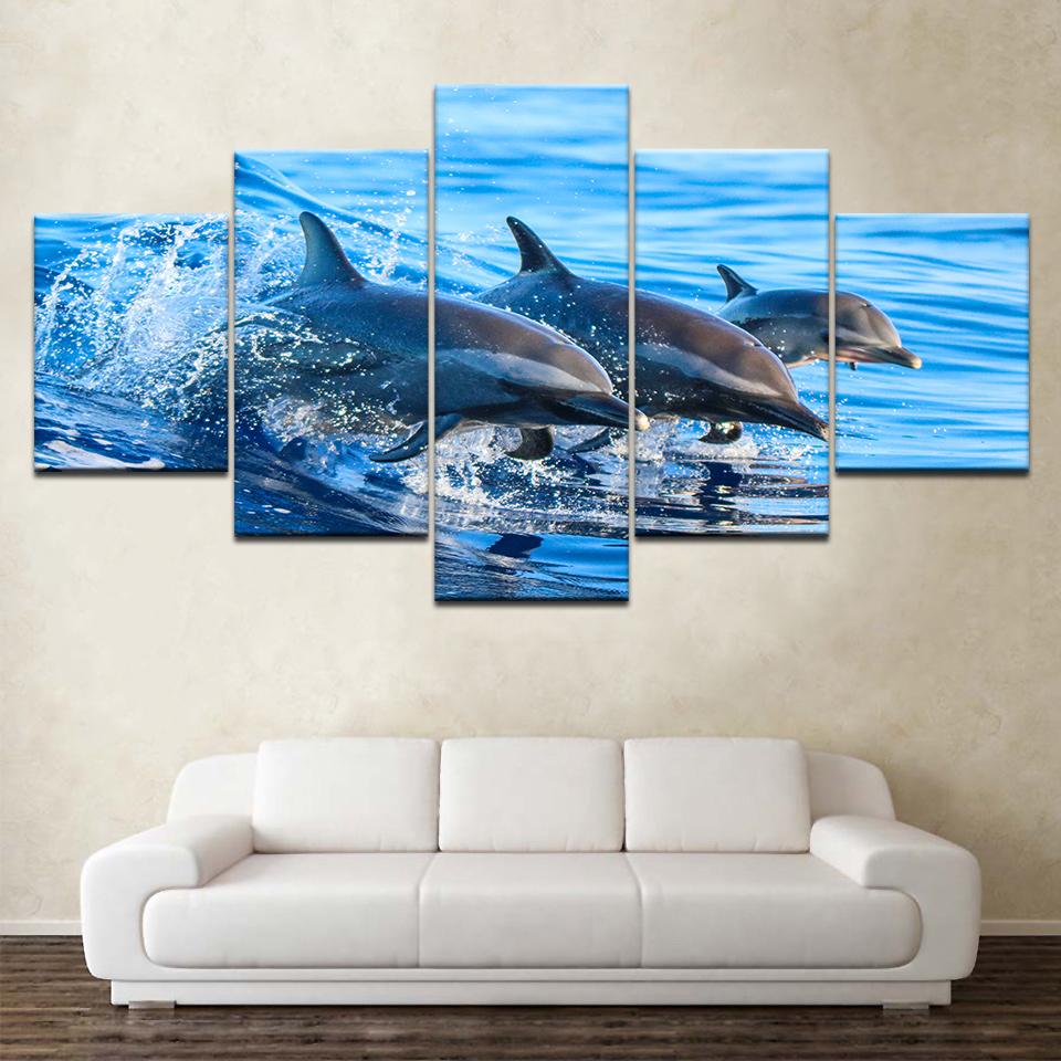 The underwater shark 5 piece Wall Artwork Wallpapers modern Modular Poster art Canvas painting for Living Room Home Decor