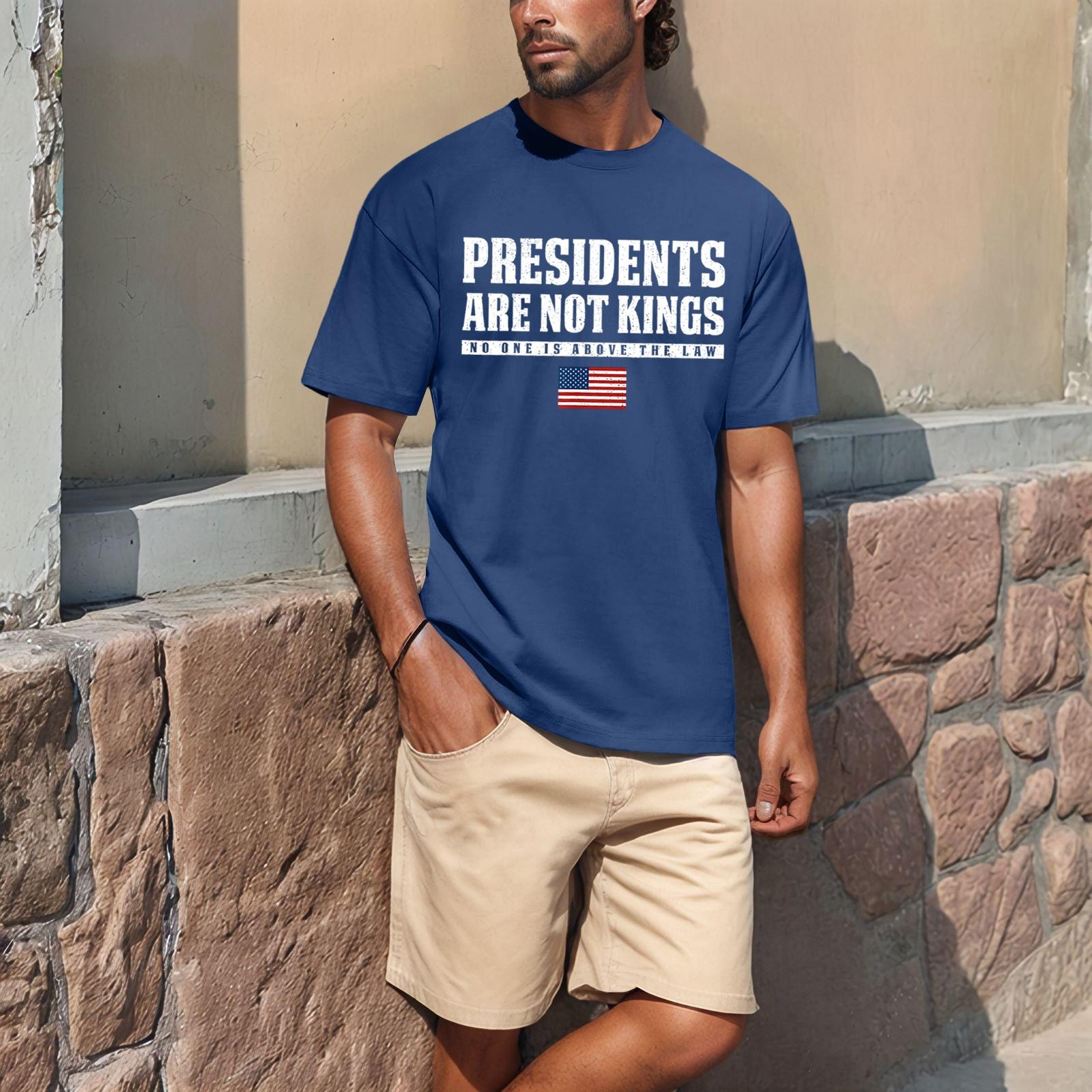 

Летняя мужская популярная футболка с круглым вырезом и коротким рукавом с принтом XXL синий