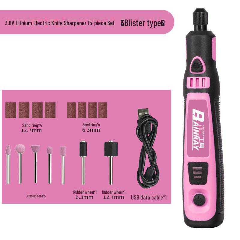 Mini stylo de gravure électrique rose rechargeable avec contrôle de vitesse et batterie au lithium pour le polissage et le meulage des ongles.