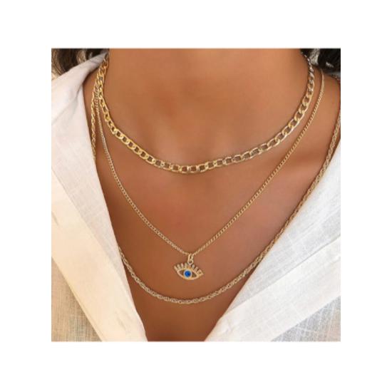 

Комбинированное колье в форме глаза из трех частей с позолотой