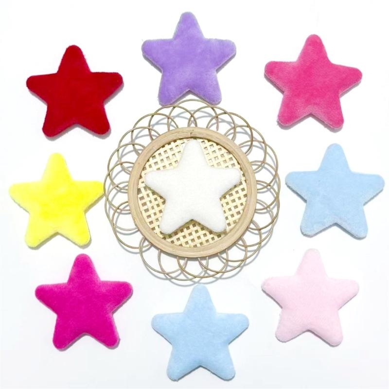10Pcs 6.5CM Colorful Plush Star Appliques For Handmade Bag Garment Shoe Decoration Hair Accessories and Sewing Craft