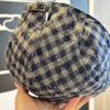 New Style Frayed Plaid Autumn and Winter Progressive Hat for Women Atmospheric Fashionable Literary Beret  Small Face