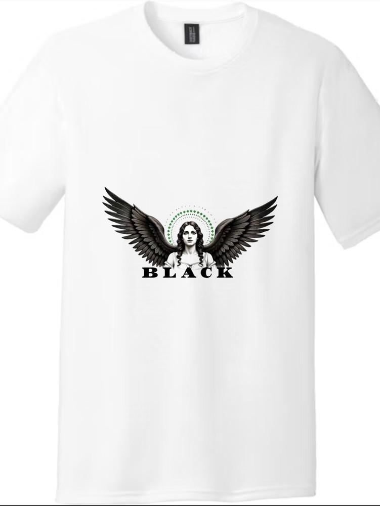 

Dark - Style Black - Winged Angel Printed Tee, Unisex Trendy Short - sleeved Top XL