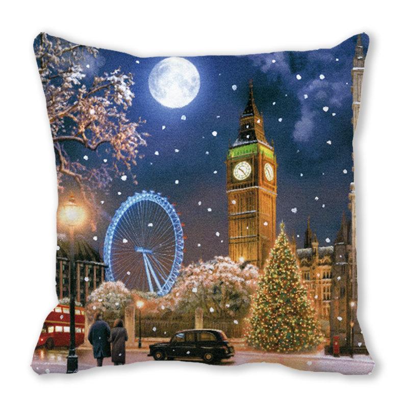 

Зимняя рождественская атмосфера с принтом фермерского дома, домашняя гостиная, украшение для дивана, подушка, наволочка 45x45 см 40X40CM