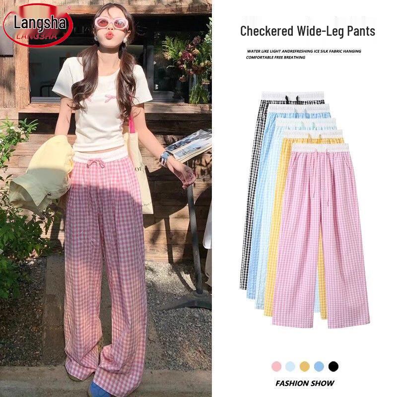 Women's Plaid High-Waist Wide-Leg Pants