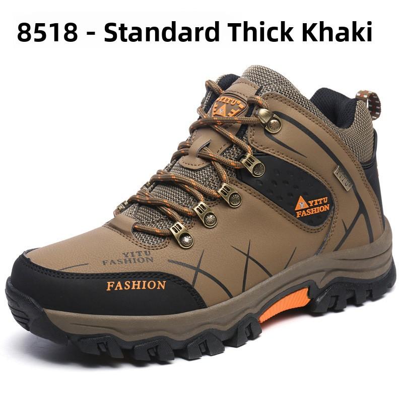 Men's Outdoor Sports Shoes Autumn Winter New Style Mountaineering Travel High Top Rubber Outsole Wear Resistant Cotton Lined