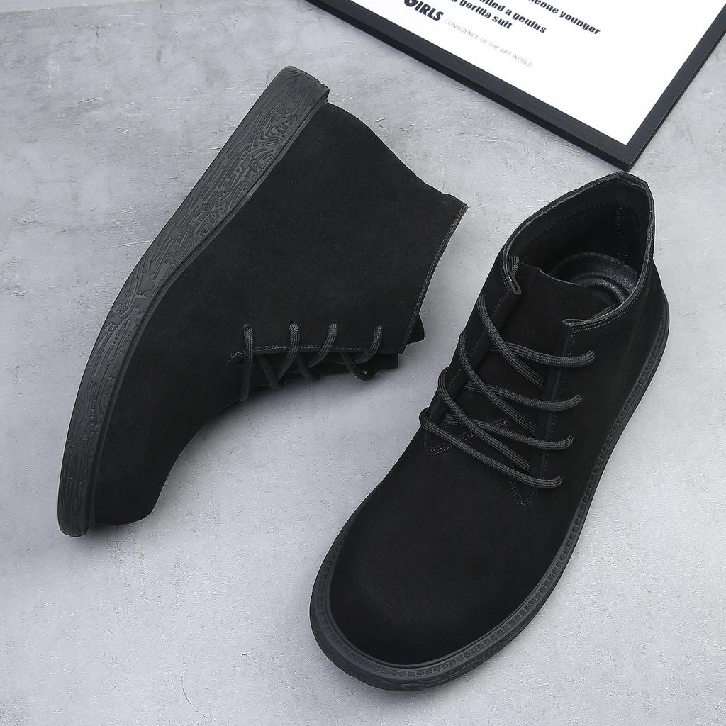 Martin Boots Men's Fur Ruffian Handsome Retro Versatile British Wind Help Tooling Boots Genuine Leather Warm Velvet Leather Boots