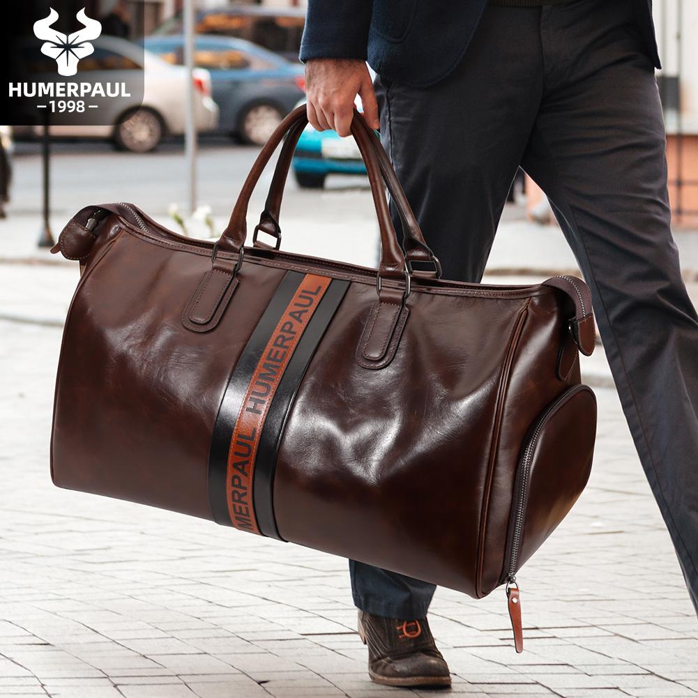 HUMERPAUL Genuine Leather Travel Bag Large Capacity Bag Handbag