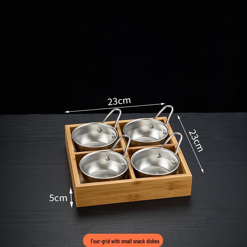 Yóudé Bamboo Wood Divided Serving Tray for Hotpot & BBQ