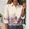 Women's Button Down Prints Shirt Long Sleeve Shirt Business Work Tops Casual With Pockets Jacket