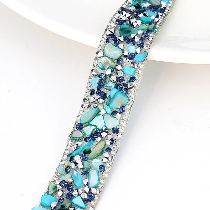 1yard/roll Self-Adhesive Rhinestone Trim Tape 2cm Wide Colorful Crystal Decor for Bridal Dress/Phone DIY Craft Sewing Accessory