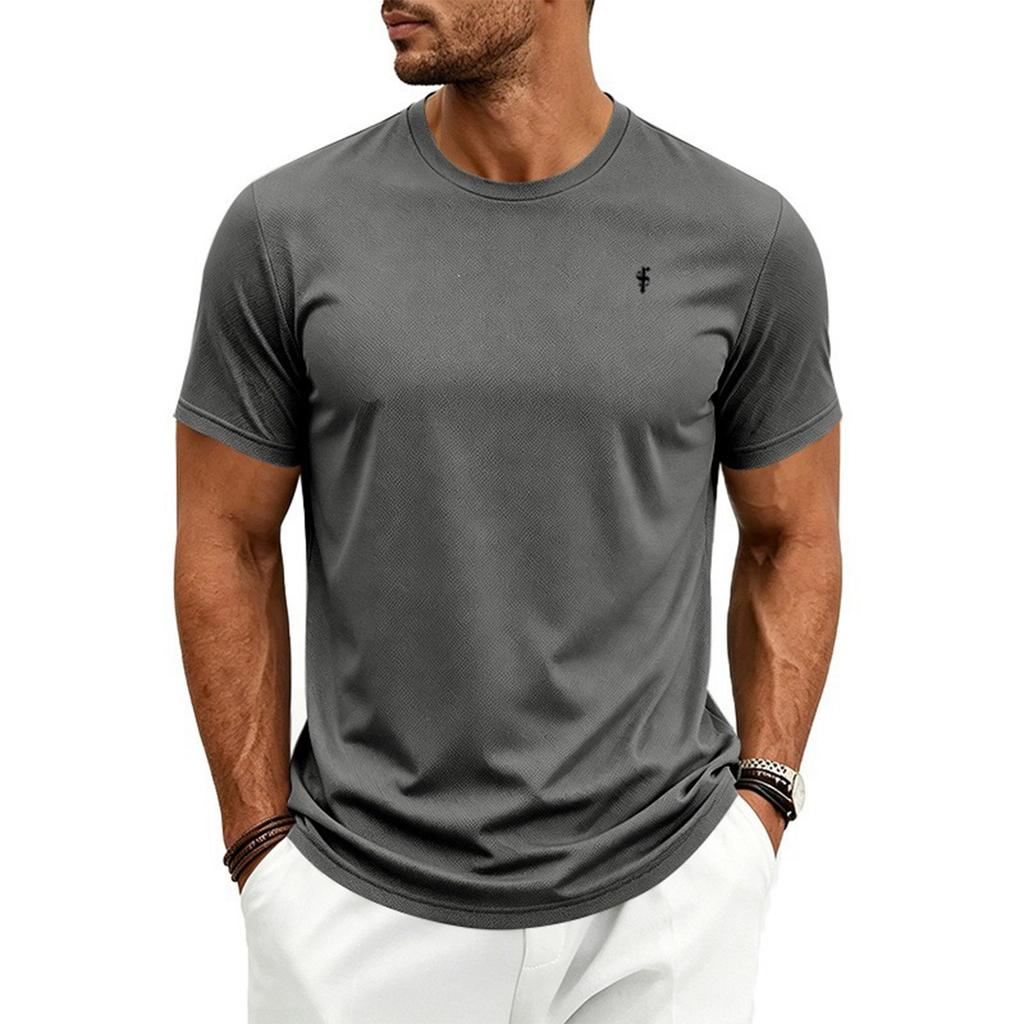 Men's Quick Dry Plus Size Athletic T Shirt with Music Note Print Crew Neck Short Sleeve Lightweight Top