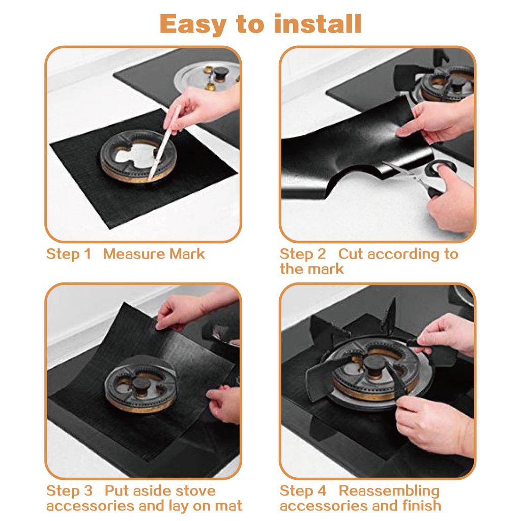 1/4/10/12pcs Stove Burner Covers Reusable Non-Stick Cooking Protectors Heat-Resistant Washable Pads Kitchen Cookware Accessories