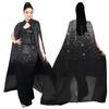 C7292 Europeisk & Amerikansk Mode Dam Sexig Strass Bodycon Genomskinlig Sjal Klänning