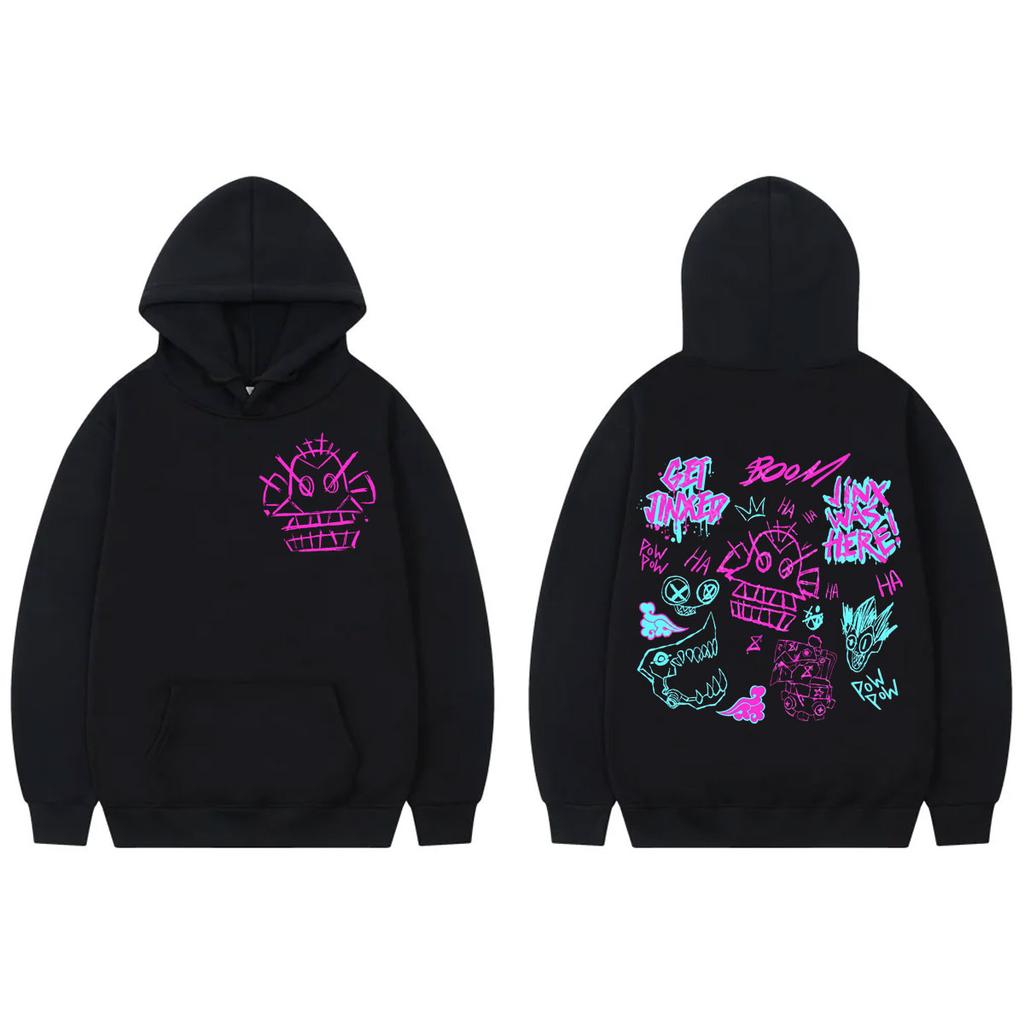Game Anime Jinx Graffiti Print Hoodie Harajuku Oversized Clothing Pullovers Men Women Fashion Hooded Sweatshirts