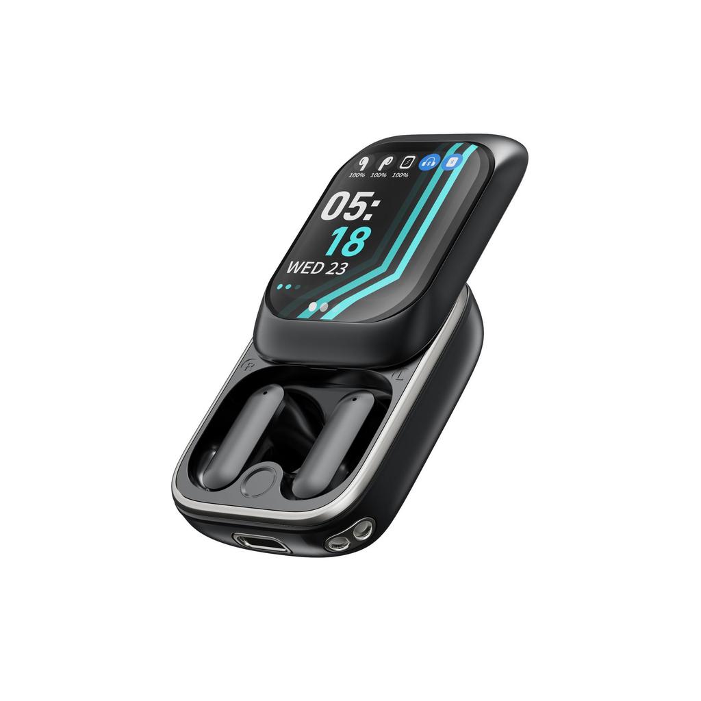 New Bluetooth Earphones with Slide Cover, HD Display, Touch Control, Noise Reduction, & Long Battery Life