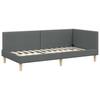 Corner Bed Frame Dark Grey 80 Cm X 200 Cm Fabric and Plywood