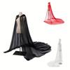 1pcs Wedding Party Halloween Cloak Polyester Long Hooded Vintage Sheer Tulle Cloak Elegant Solid Color Costume Cloak
