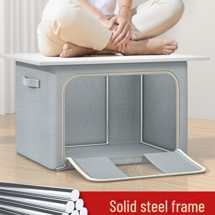 Oxford Kumaş Katlanabilir Saklama Kutusu, Neme Dayanıklı, Düz Renk, Büyük Kapasiteli, Çelik Çerçeve.