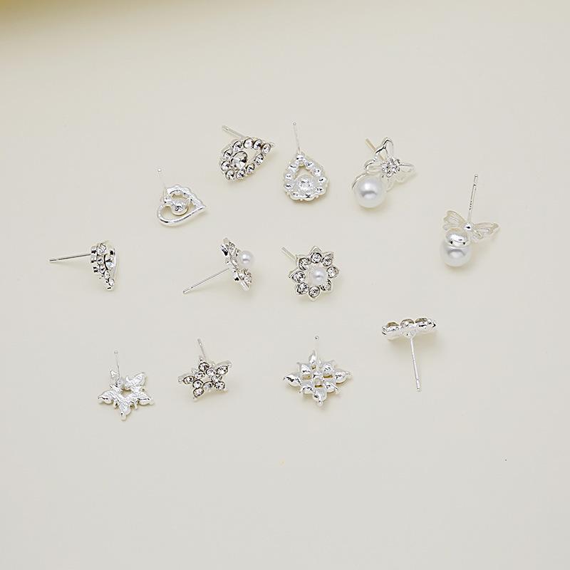 Korean Style Geometric Earrings Set: 6 Pairs of Weekly Studs for Students