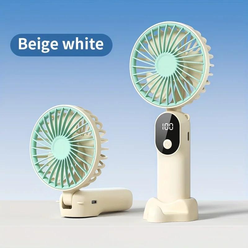 Handheld Mini Fan Foldable Portable Neck Hanging Fans  Speed USB Rechargeable Fan with Stand and Display Screen