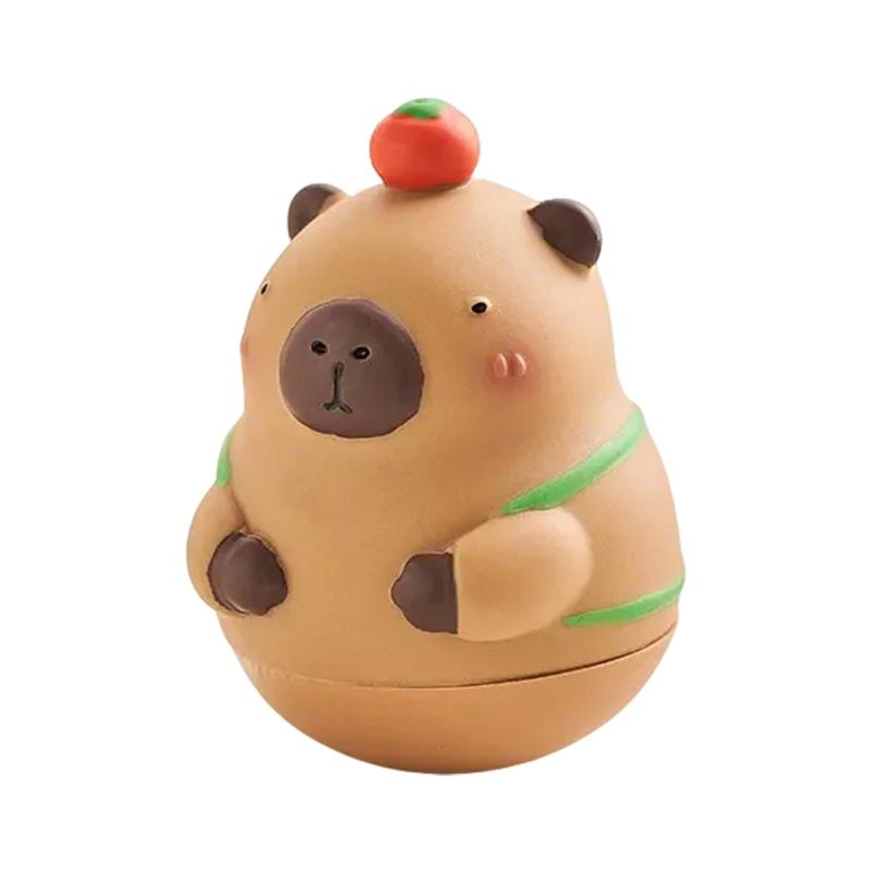 Cute Resin Capybara Ornament Hard Resin Animal Figurine Capybara Toy for Desk or Bookshelves Decoration
