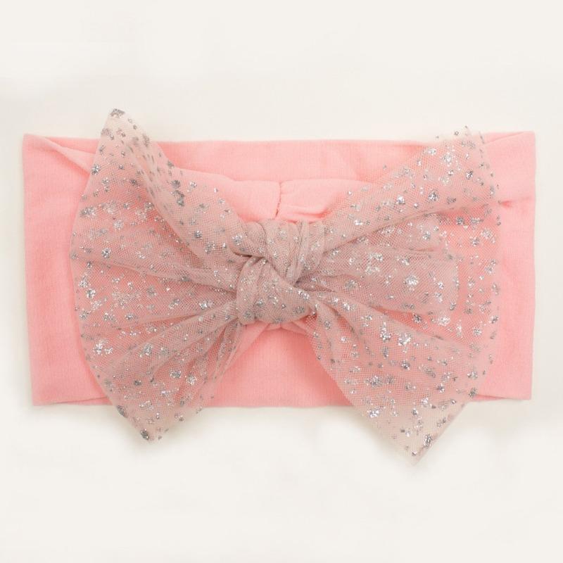Summer New Baby Hair Accessories, Soft Nylon Mesh Bow Headband, Children's Seamless Headscarf Jewelry