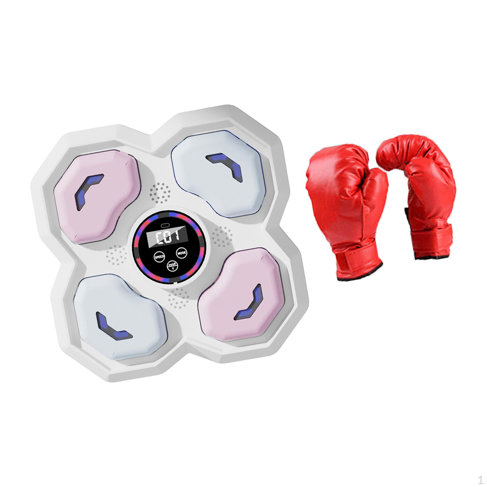 

Music Boxing Machine Electronic Wall Target Accessories with LED Punching Pad Sandbag Training White with Gloves