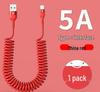 120W Dual Type-C Spring Retractable Data Cable for Fast Charging, Compatible with Apple, Huawei, and Honor