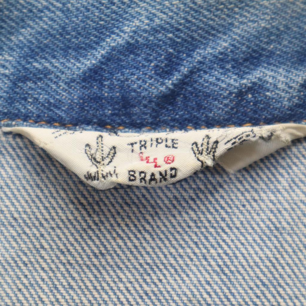 Triple LLL Brand 70s Vintage Denim Jacket Wash Blue Denim Jacket Trucker Men's Used