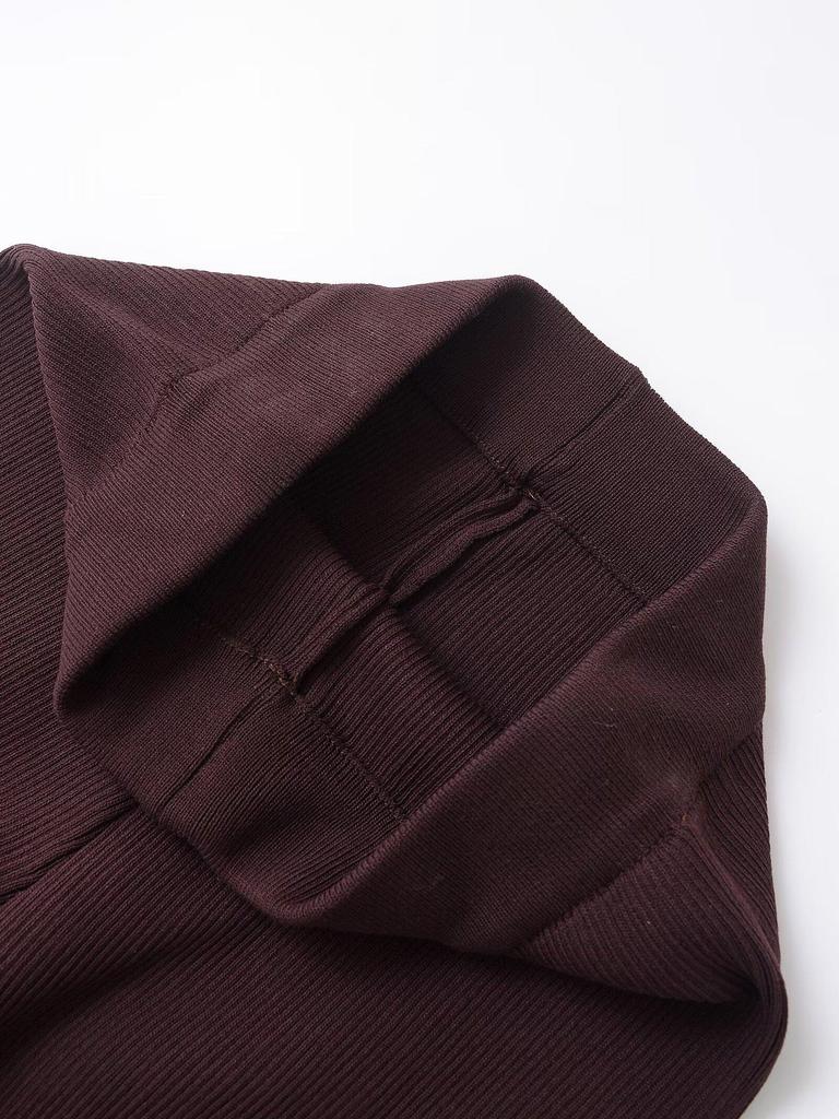 2025 Spring Women's European American Style Ribbed Knit Deep V-Neck Top & Casual Straight-Leg Pants Set