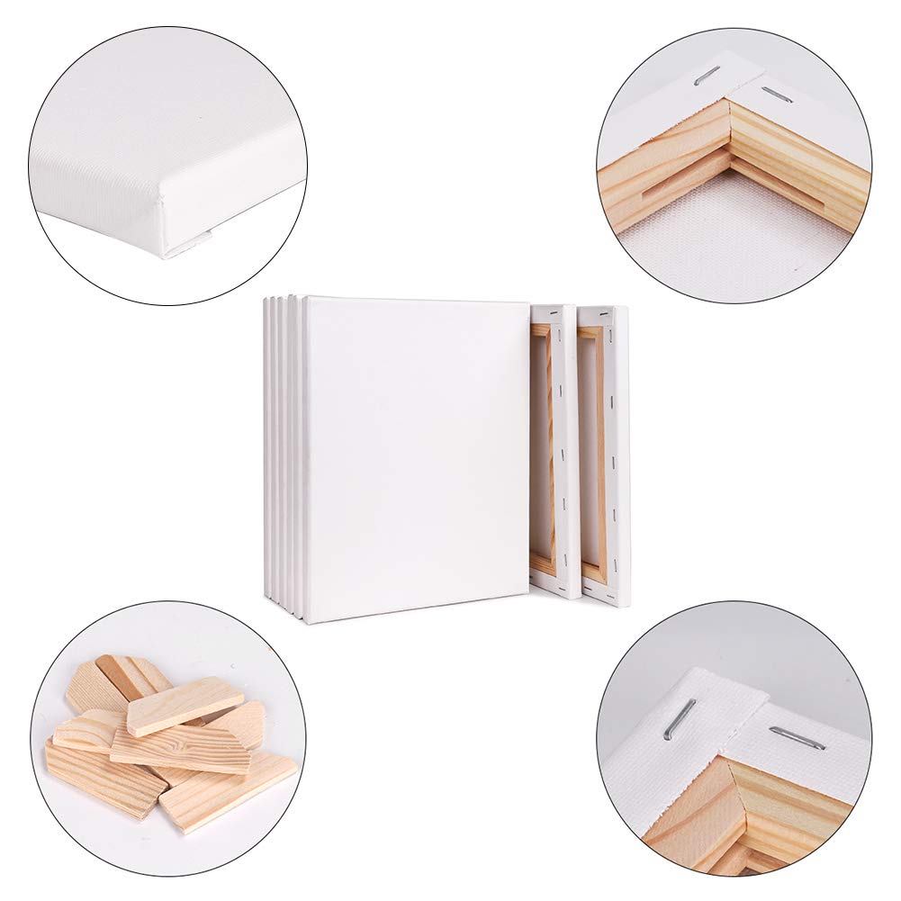 Stretched Canvas, Art Supplies, F3 Size (273x220mm), 8 Sheets/Set, Canvas Board, Painting Board, Light Wooden Frame, Medium Grain, Suitable for Oil an