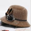 Pălărie de iarnă din lână Pălărie de pescar cu flori țesute de pluș Pălărie groasă și caldă de pluș