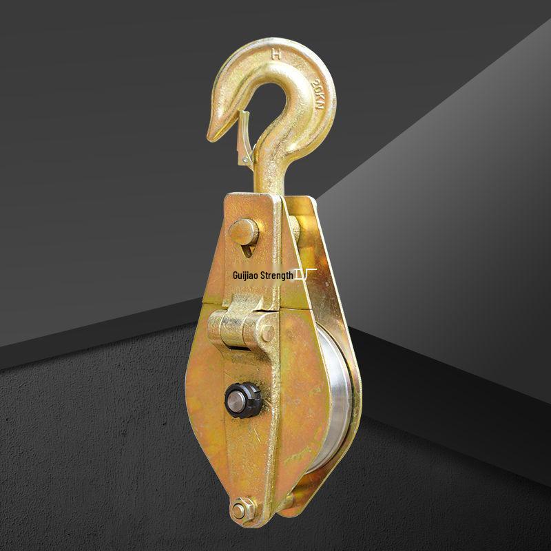 All-Steel Bearing Pulley Block with Hook - Available in 1 Ton, 2 Ton, 3 Ton, and 5 Ton Capacities.