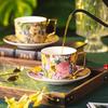 European Style Ceramic Coffee Cup Saucer Painted Pattern Mug Delicate Afternoon Tea Flower Tea Coffee Cup High-end Latte Art Cup