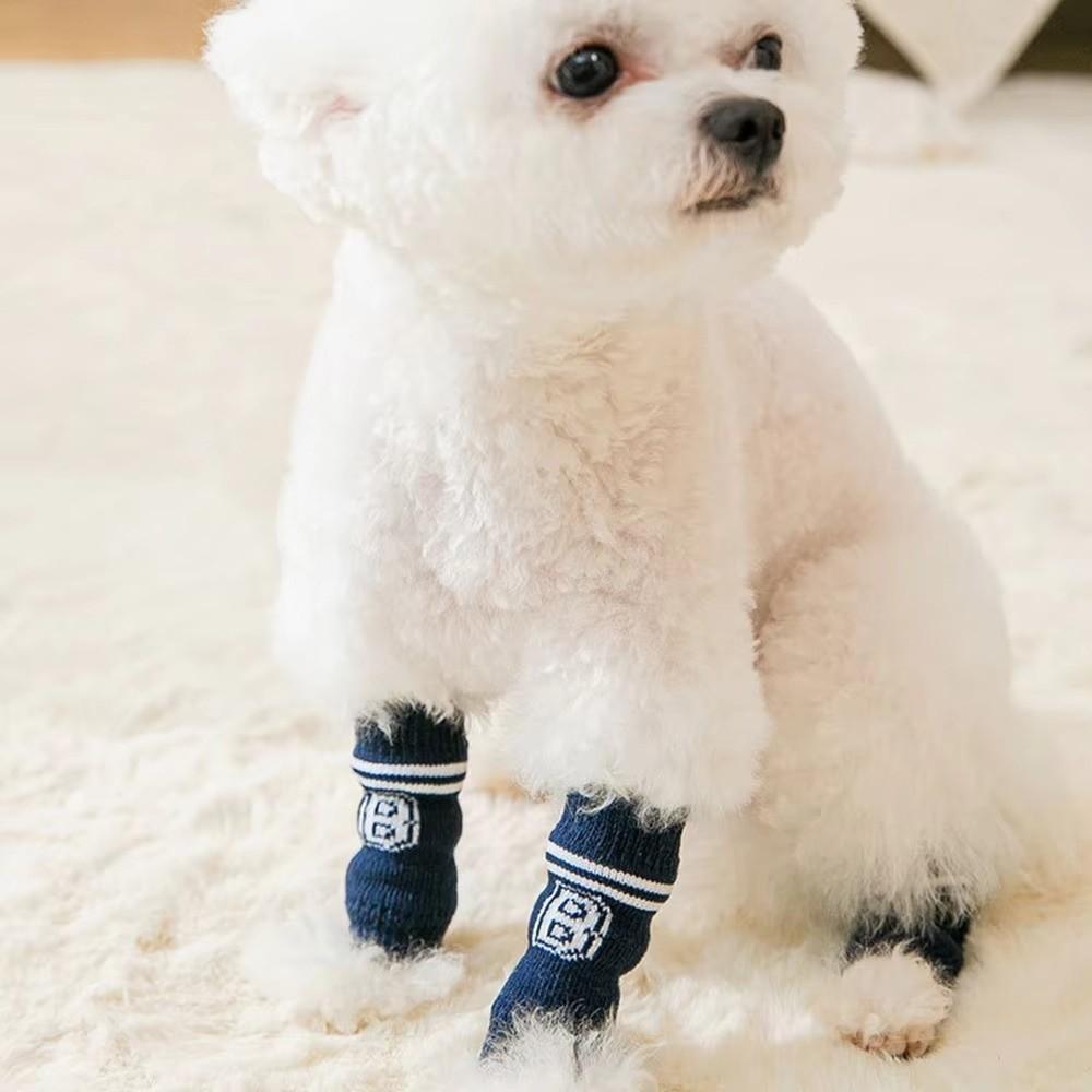 4Pcs/set New Knitted Puppy Booties Dog Elbow Protector Dog Leg Cover Warm Knee Pad Pet Leg Warmer Anti Urine Dog Socks