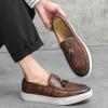 Fashion 2025 Leather Loafers Men FlatsTassel Office Business Shoes Slip-on Wedding Men Leather Shoes Fashion Daily Commute Casual Shoes