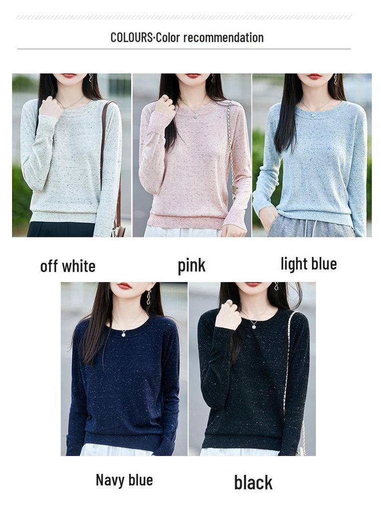 Spring & Autumn New Women's Korean Style Cloud Yarn Knitwear Round Neck Loose Pullover Sweater