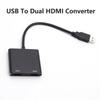 USB 3.0 To HDMI USB To Dual HDMI Converter One To Two 1080P USB To HDMI Adapter Aluminum Alloy Extended Converter