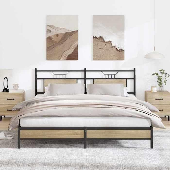 VidaXL Bed Frames Without Mattress Sonoma Oak 183x203 Cm, Bedroom Furniture, Double Bed, Bed Base, Bed, Frame of 4106948