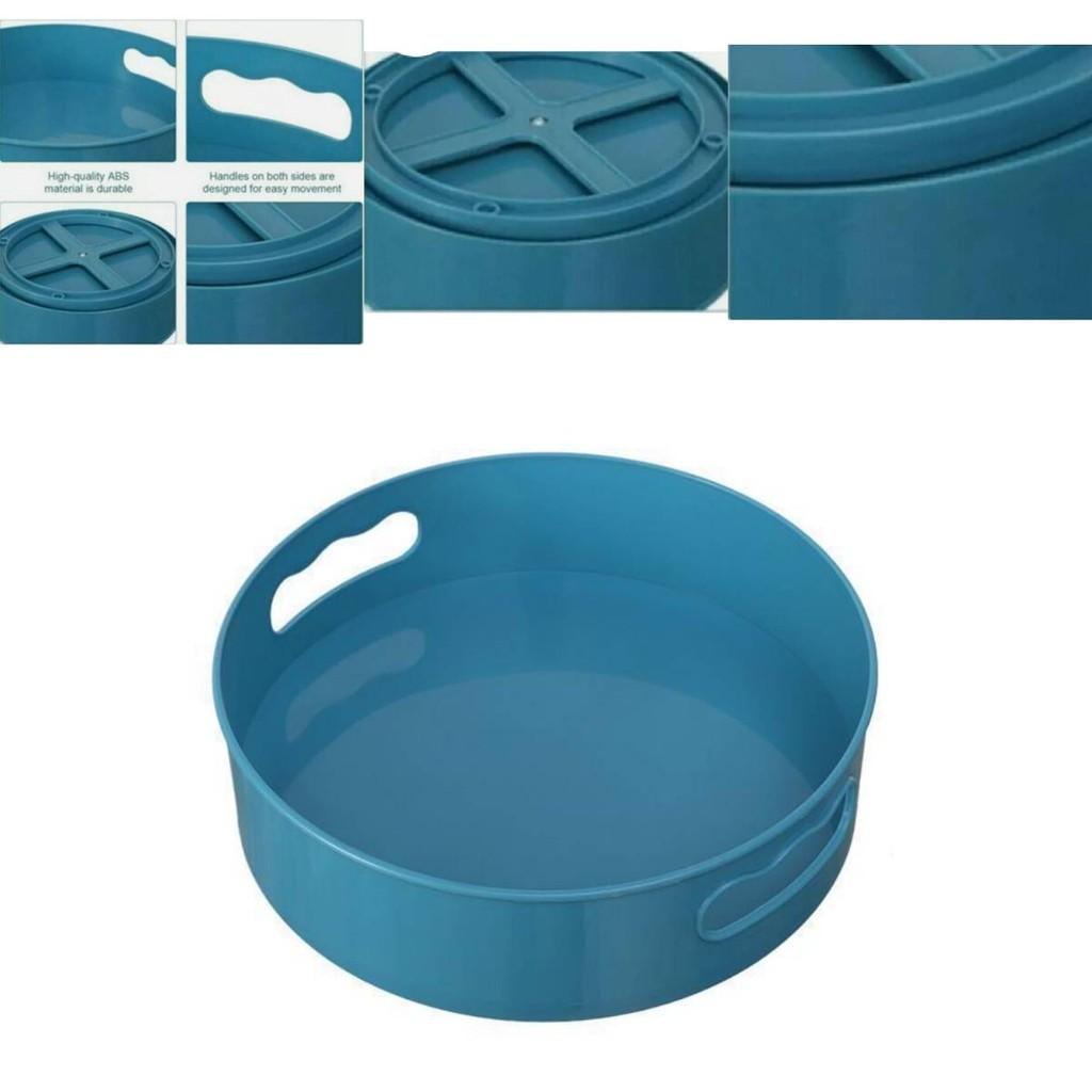 Space-saving Rotating Kitchen Storage Box With Elegant White And Blue Colors For Countertops