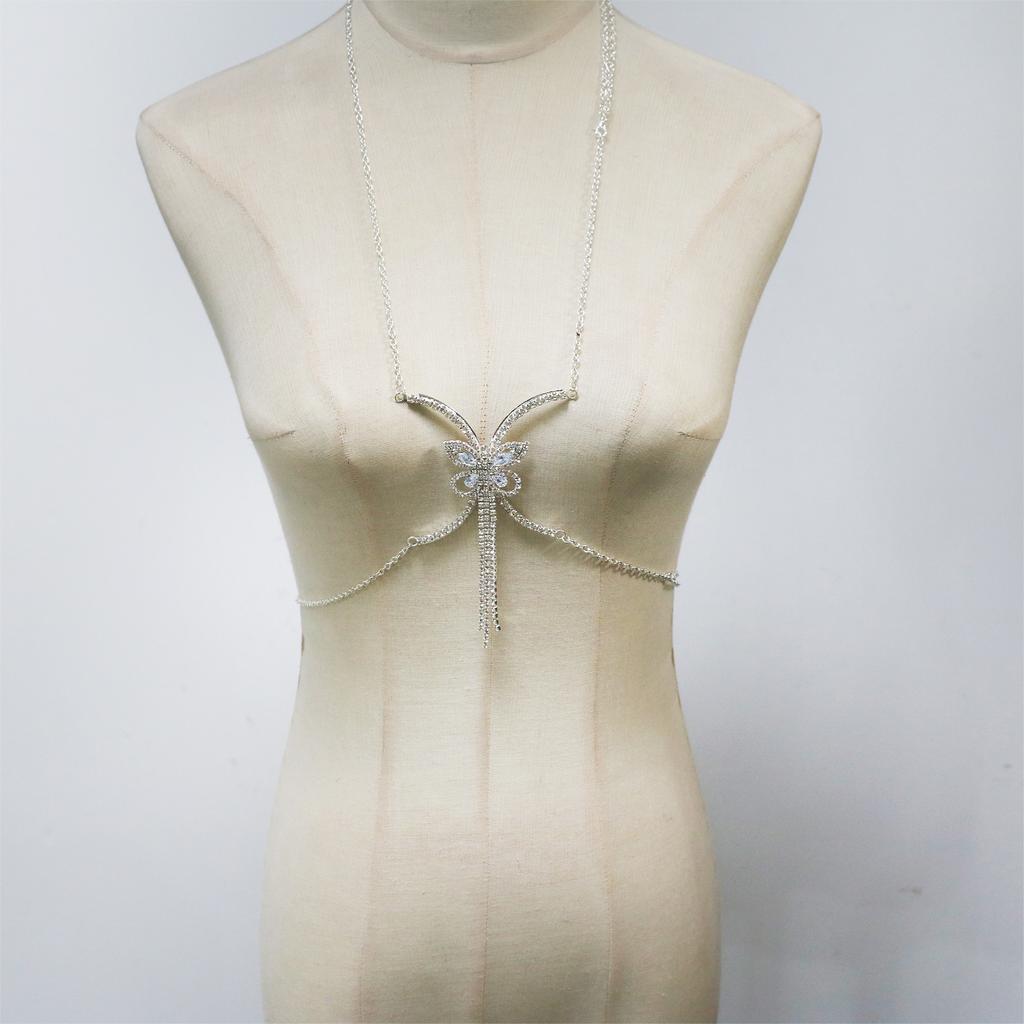 European And American Jewelry, Exquisite Butterfly-Shaped Rhinestone Breast Chain, Beach Music Party Jewelry Accessories