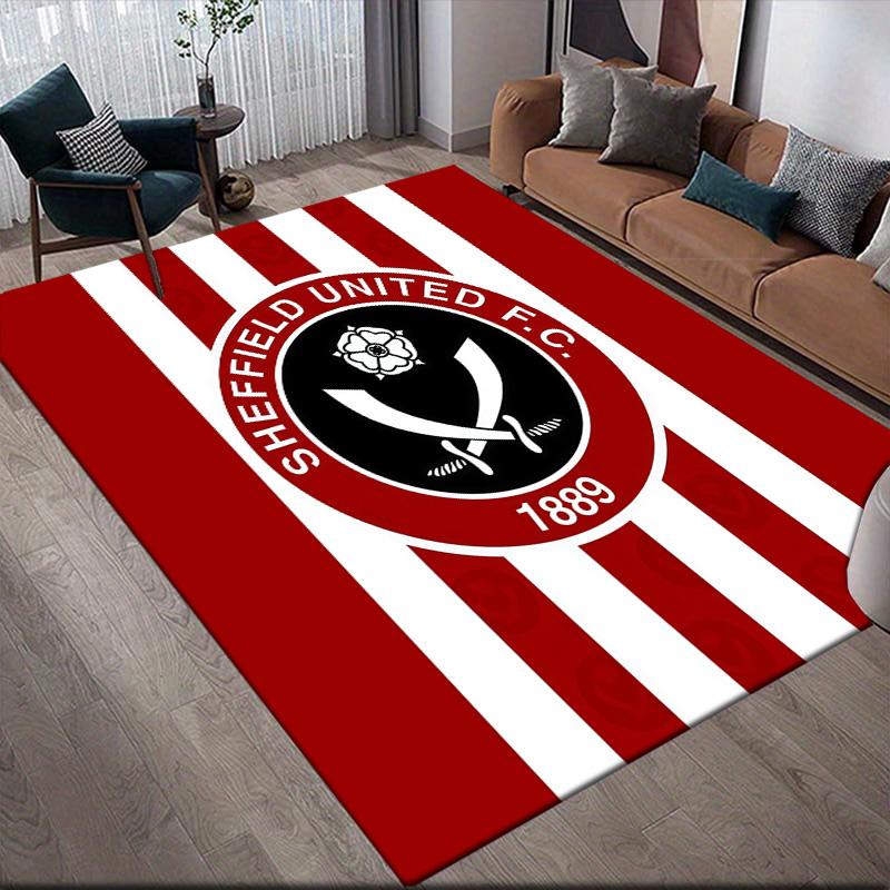 Sheffield United Flannel Pattern Square Carpet,Area Rug,Carpet Rug for Living Room Bedroom Sofa Playroom Decor,Non-slip Floor Mat